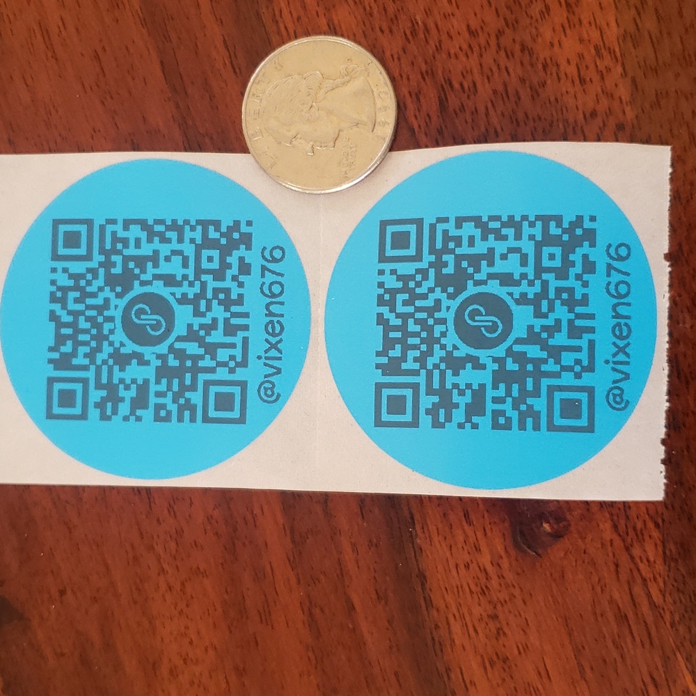 50 CUSTOM QR CODE STICKERS LABELS Turquoise Blue LARGE ROUND TWO INCH - Picture 4 of 4